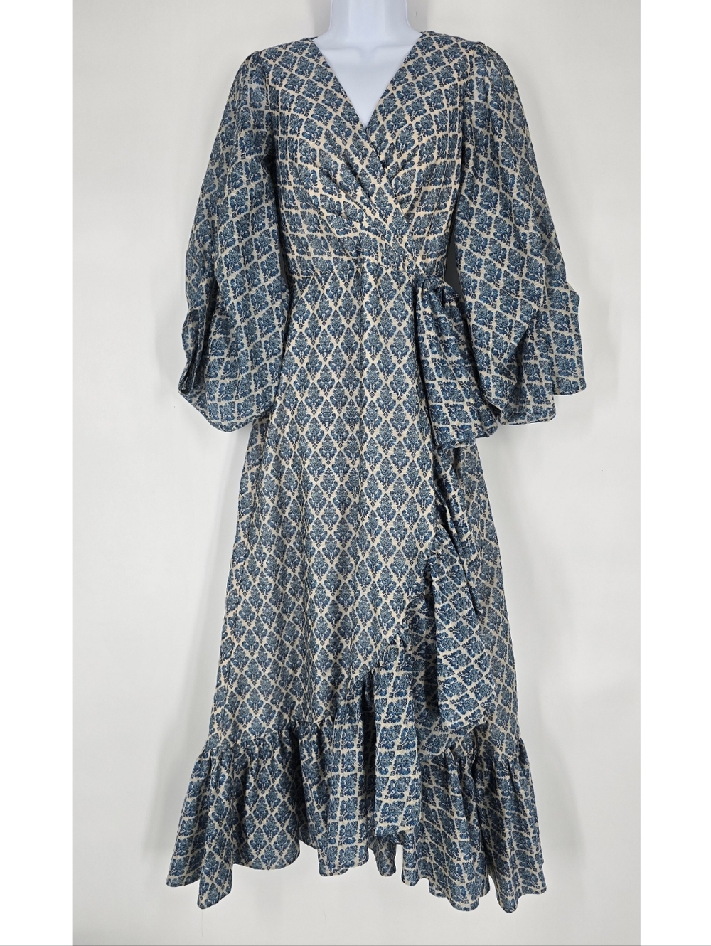 Sachin & Babi Rae Printed Wrap Dress Blue Paisley Fits Like Small NEW